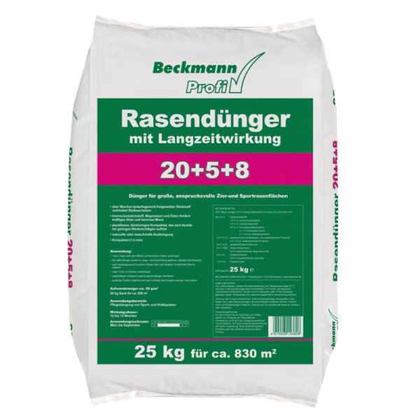 Beckmann Rasendünger 20+5+8  830m²  25kg Sack