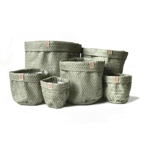 Sizo knitted Paper Bag 13cm olive 6er