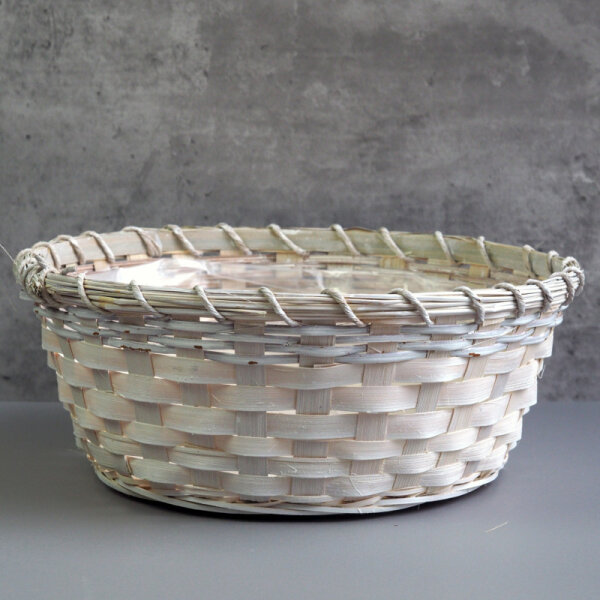 Korb Jakarta bambus rund 25x10cm white wash