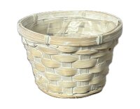 Bambussplit Korb wei&szlig; washed 25x 10cm 4er