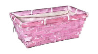 Bambussplit Korb recht rosa wasched 23x12x9cm 6er
