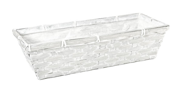 Bambussplit Korb recht wei&szlig; wasched 33x12x9cm 4er
