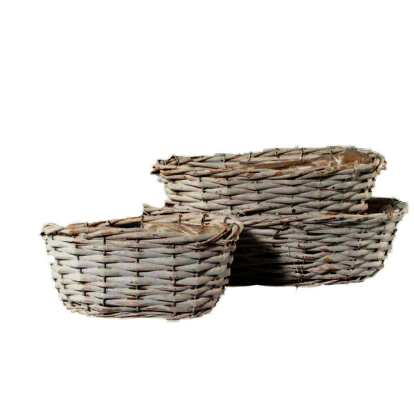 Weidenkorb Schale oval 25x15x9 cm grau