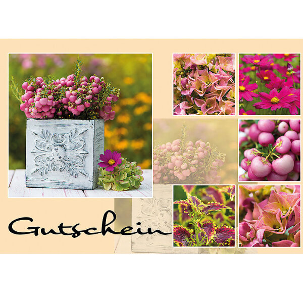 Gutscheinkarte pinke Beeren 11x15,5cm 40 Stück