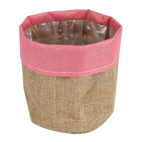 Tasche Jute Facile ø13cm x13cm Rand rosa