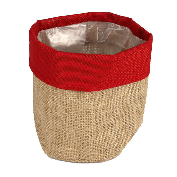 Tasche Jute Facile ø13cm x13cm Rand rot